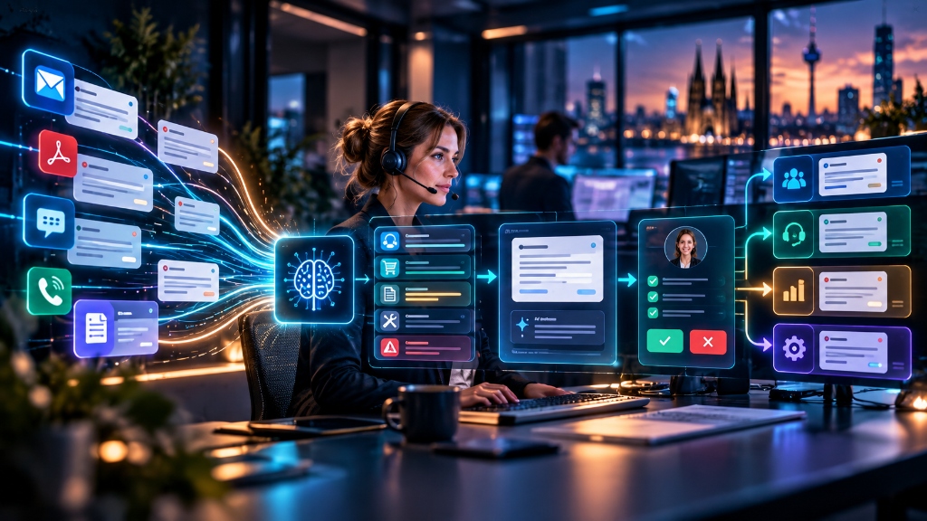 KI-Serviceassistenz B2B — E-Mail-Klassifizierung, Datenextraktion und Ticket-Entwurf
